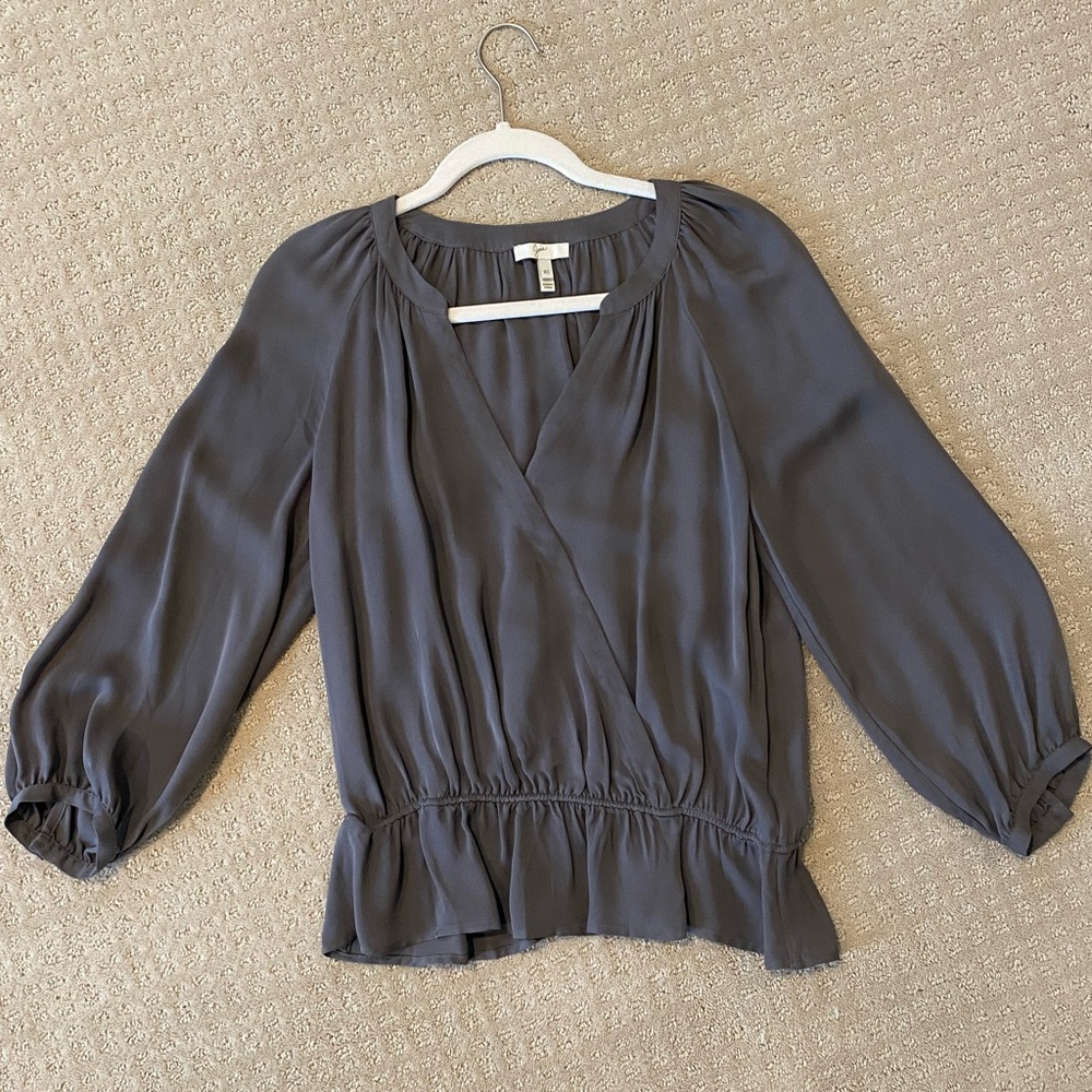 Joie gray faux wrap blouse - size XS